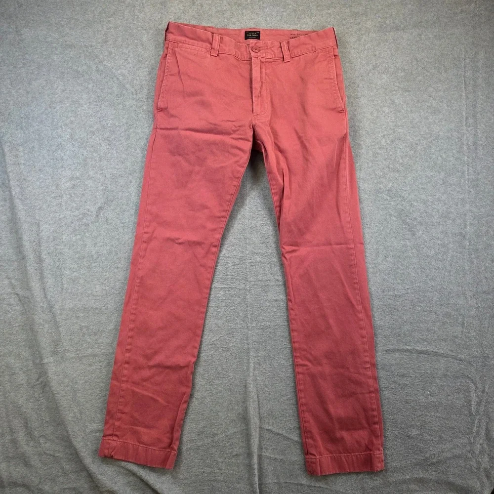 J.Crew Sun Faded Chino Pants Mens 30x32 Salmon Pink Slim Straight Cotton Twill